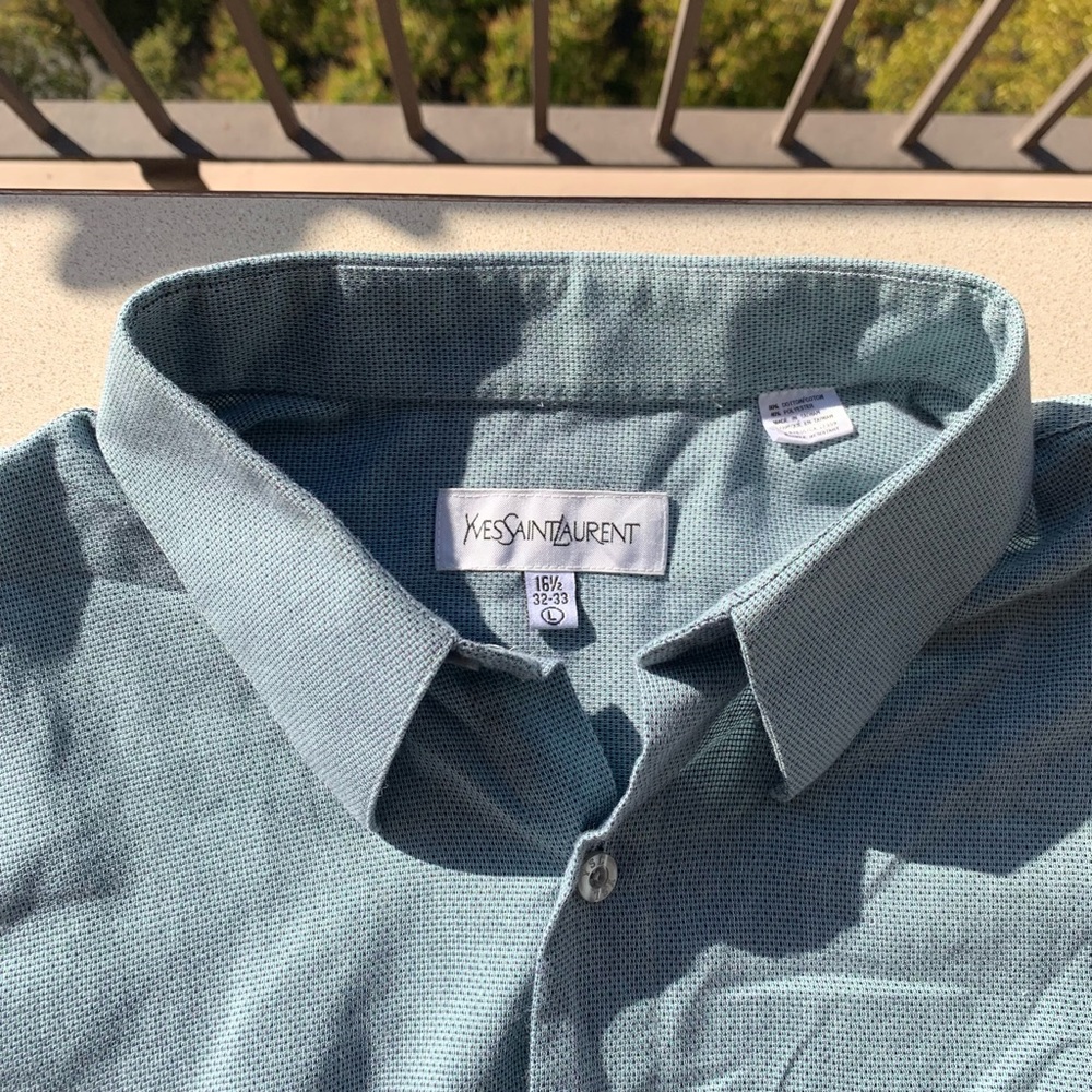 Vintage YSL Yves Saint Laurent Men’s Button Down Shirt Dress Shirt Size L